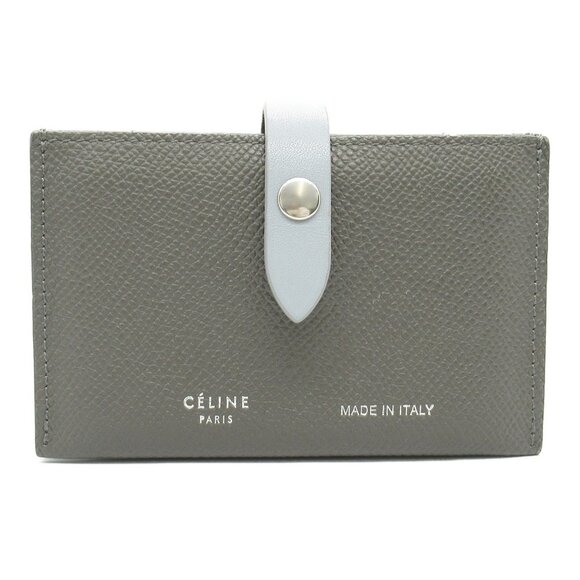 CELINE Gray Leather Card Holder - Picture 1 of 10